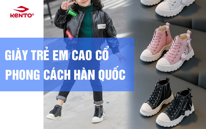 Giày trẻ em cao cổ nam phong cách Hàn Quốc